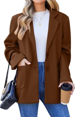 Blazers for Women Work Office Fully-Lined Warm Lapel Casual Jacket Oversized Long Sleeve Business Suit