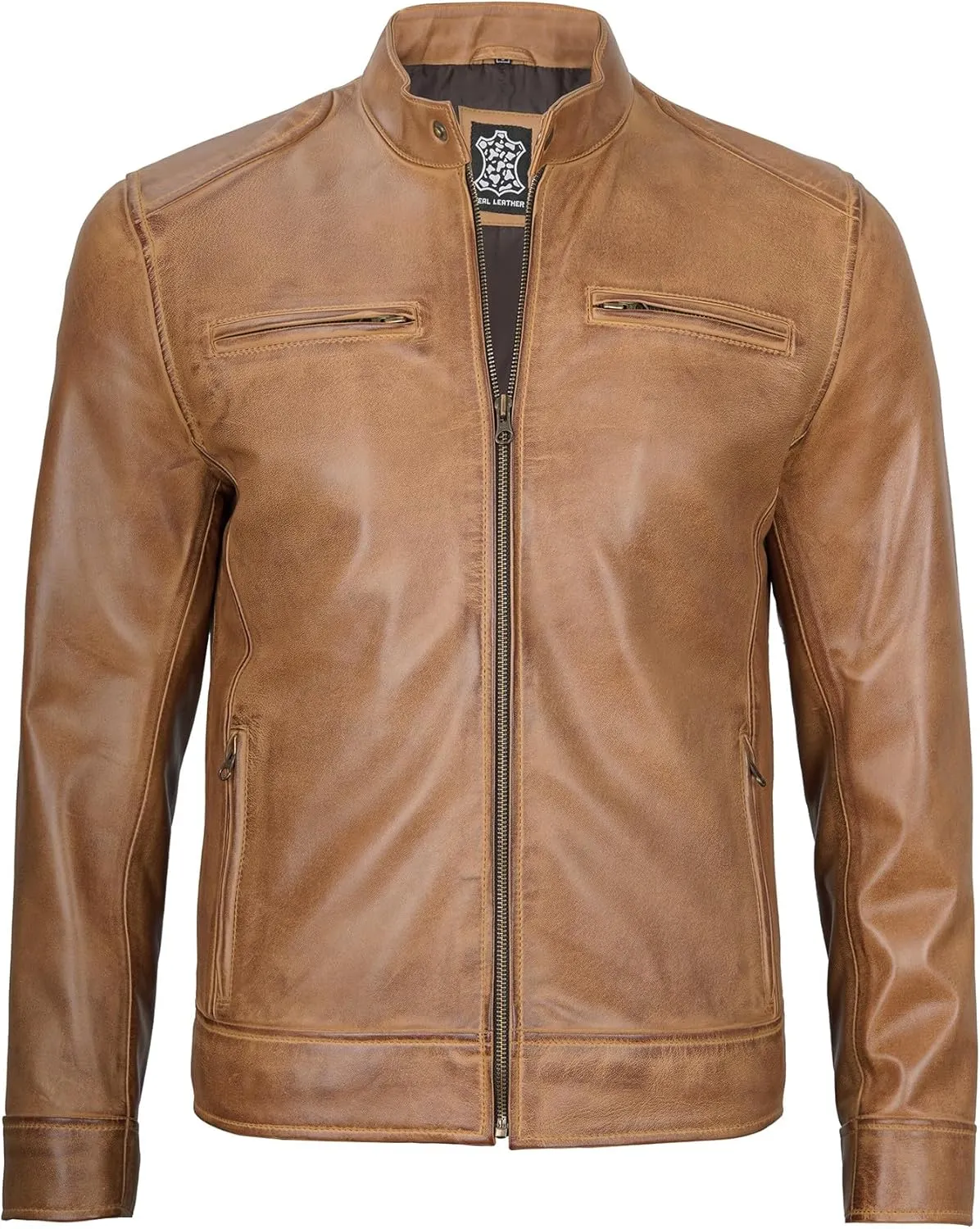 Blingsoul Leather Jackets For Men - Real Lambskin Motorcycle Style Mens Leather Jacket