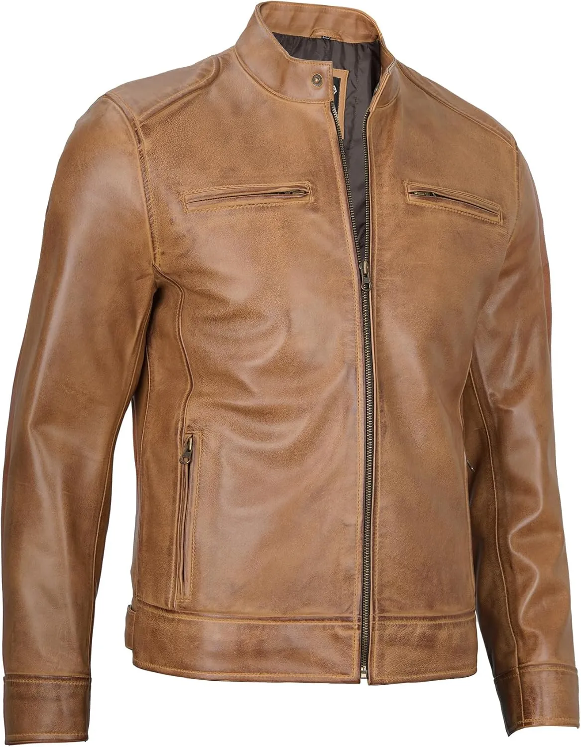 Blingsoul Leather Jackets For Men - Real Lambskin Motorcycle Style Mens Leather Jacket