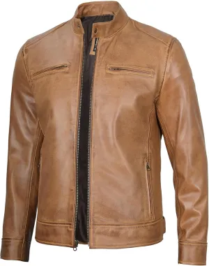 Blingsoul Leather Jackets For Men - Real Lambskin Motorcycle Style Mens Leather Jacket