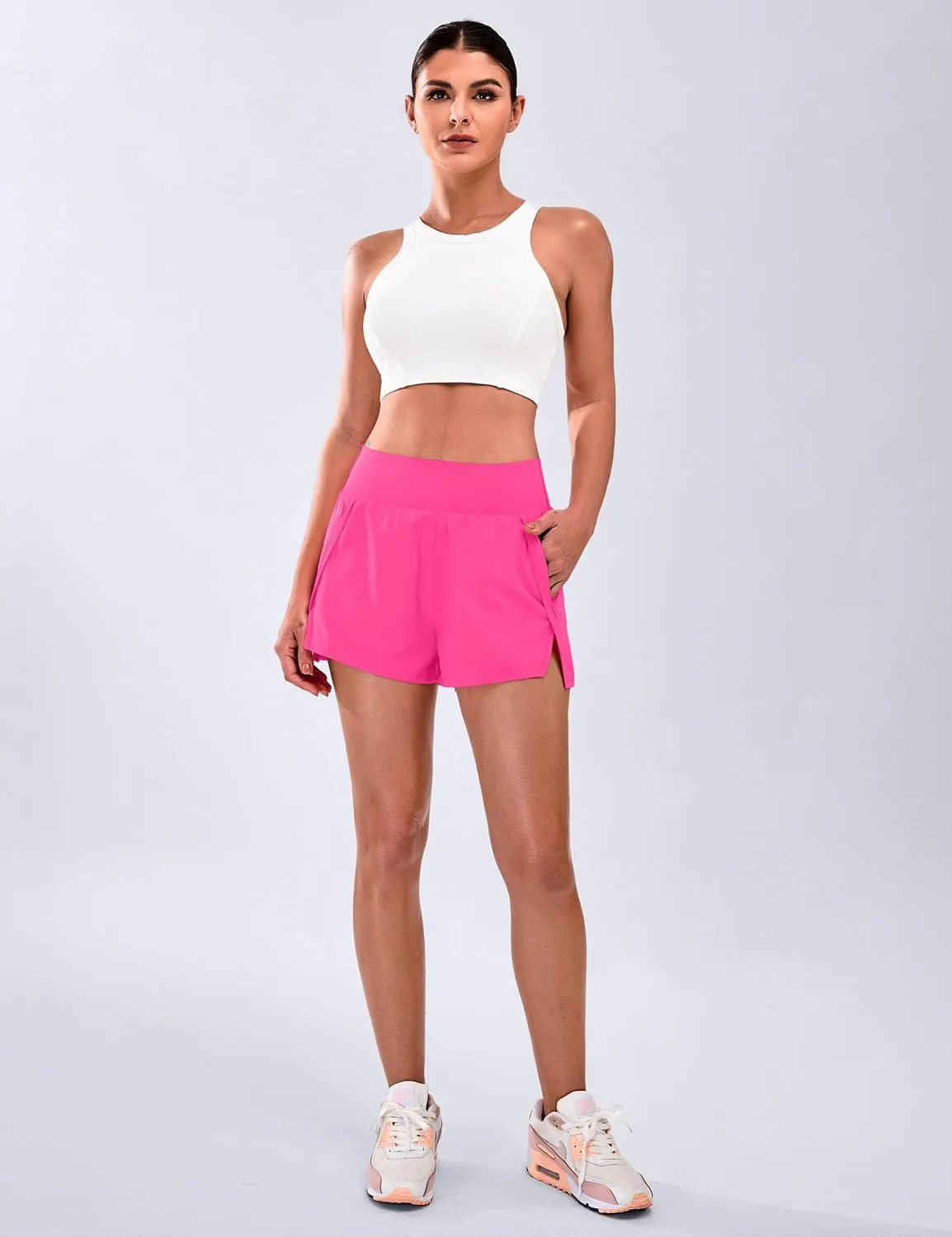 Blooming Jelly Womens High Waisted Running Shorts V Side Split Quick Dry Workout Athletic Shorts with Pockets 2025