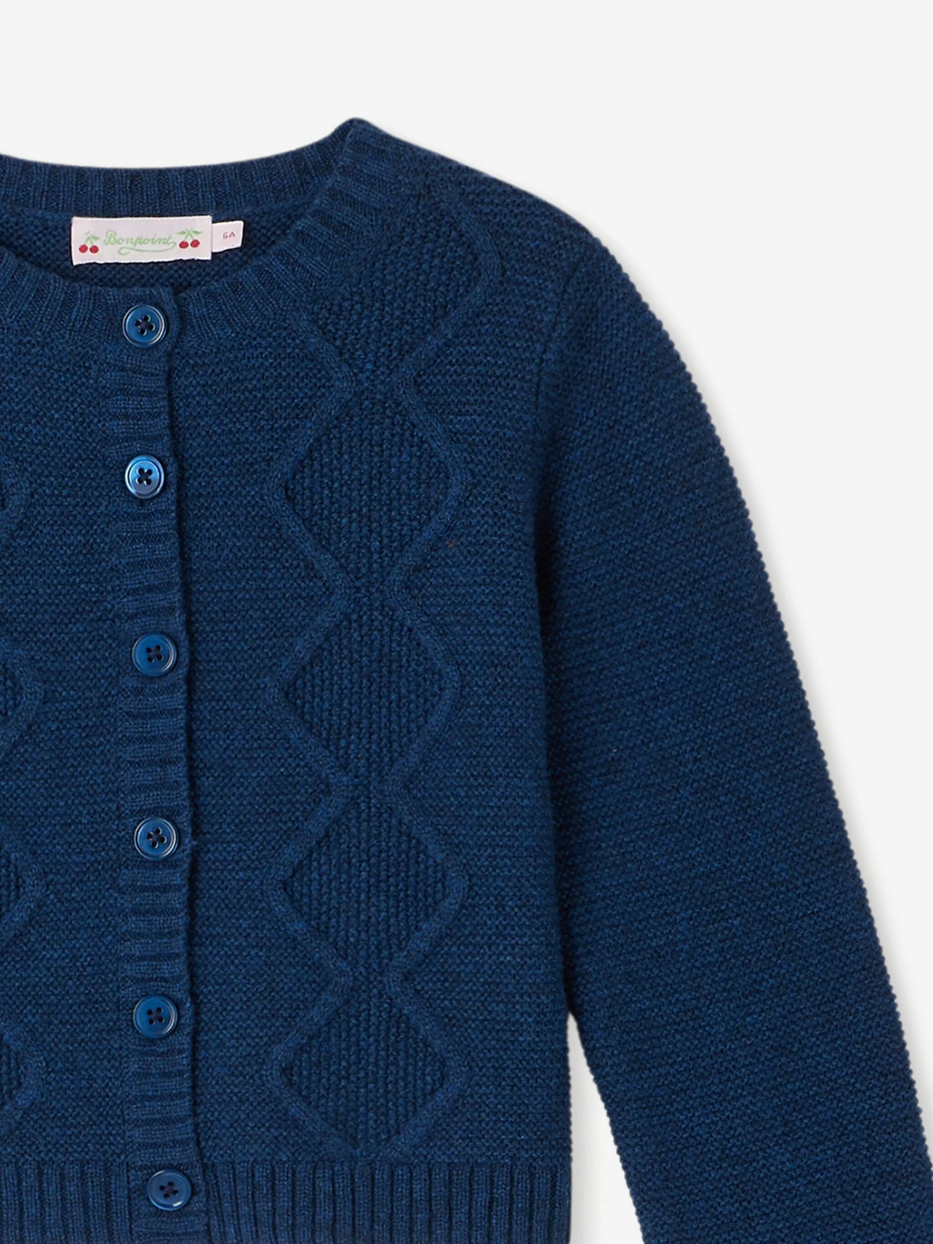 Bonpoint Girls Toscane Cardigan in Blue
