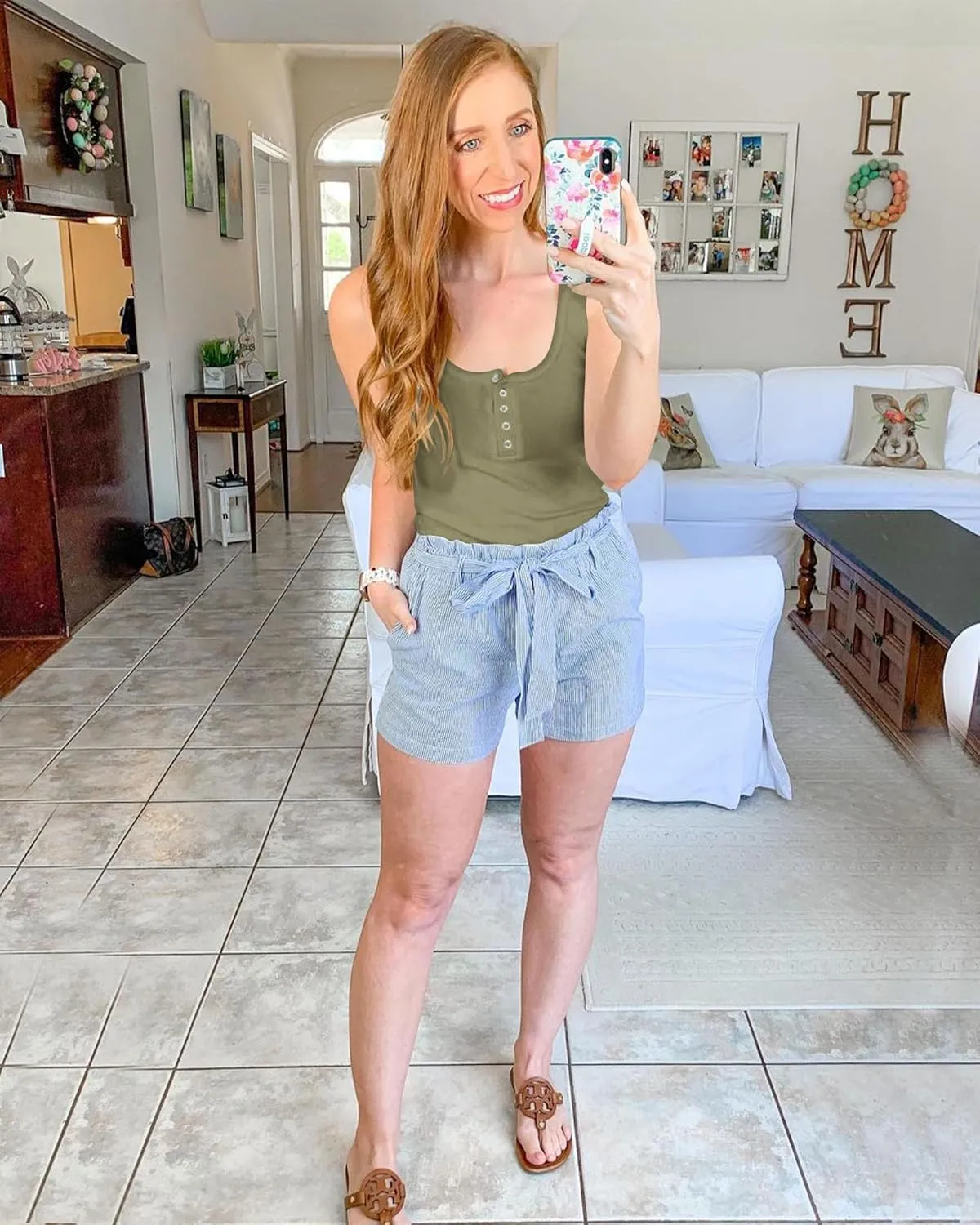 BTFBM Women's Summer Ribbed Tank Tops Crew Neck Button Down Slim Fit Basic Sleeveless Tunic Blouse Casual Henley Shirts