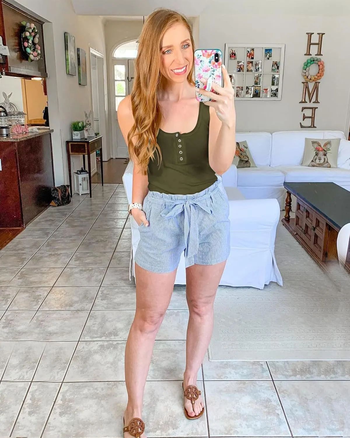 BTFBM Women's Summer Ribbed Tank Tops Crew Neck Button Down Slim Fit Basic Sleeveless Tunic Blouse Casual Henley Shirts