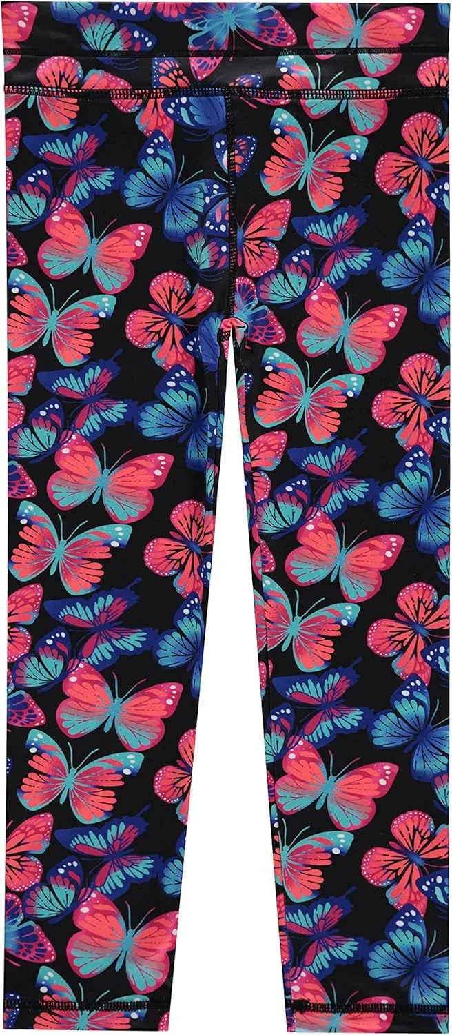 BTween Girls 4 Pack Leggings Set, Exercise, Sports Tights with Wide Waistband for Girls