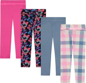 BTween Girls 4 Pack Leggings Set, Exercise, Sports Tights with Wide Waistband for Girls