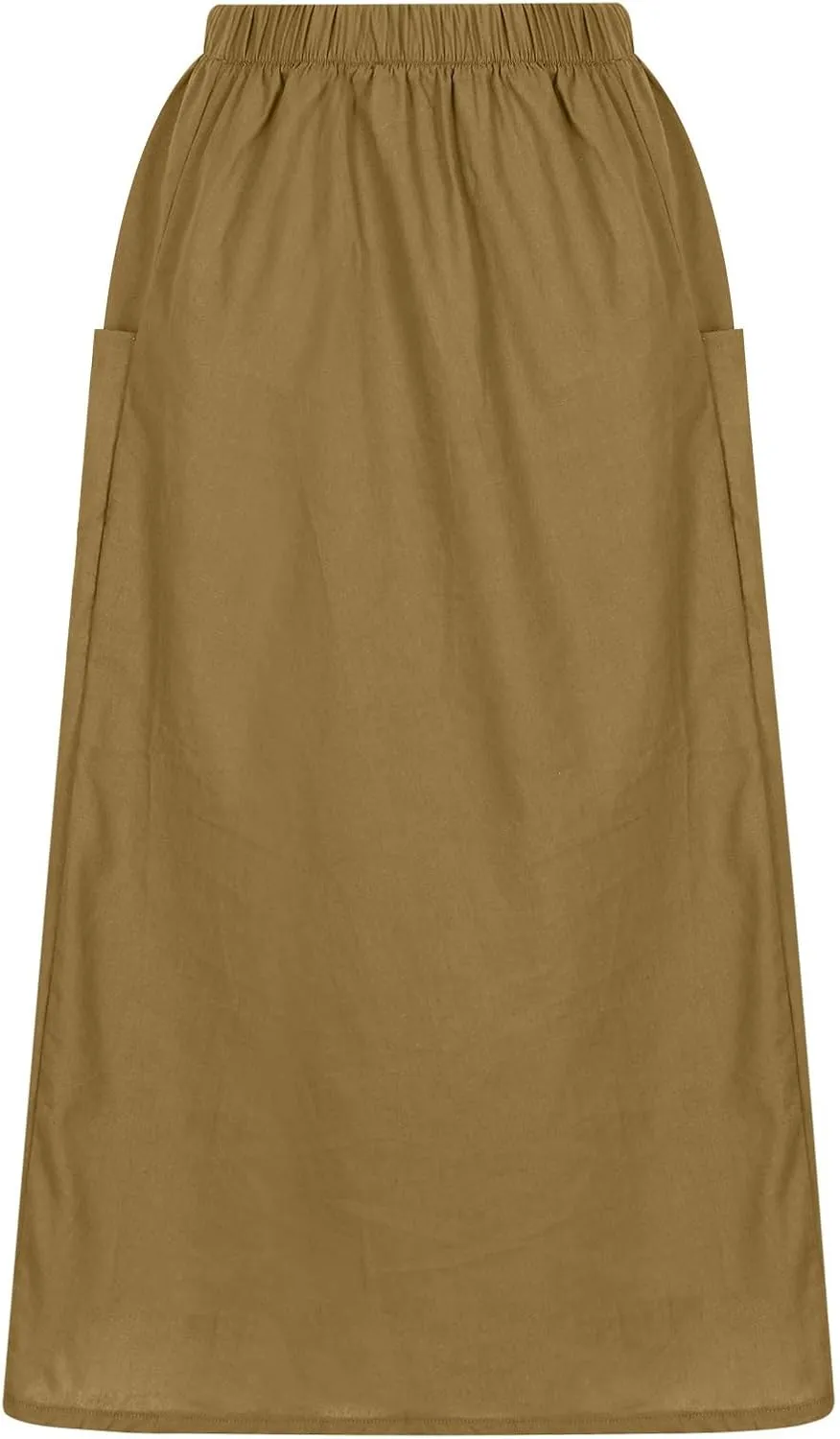 Casual A Line Midi Skirts for Women Elastic High Waisted Swing Flared Skirt Vintage Pleated Summer Dress