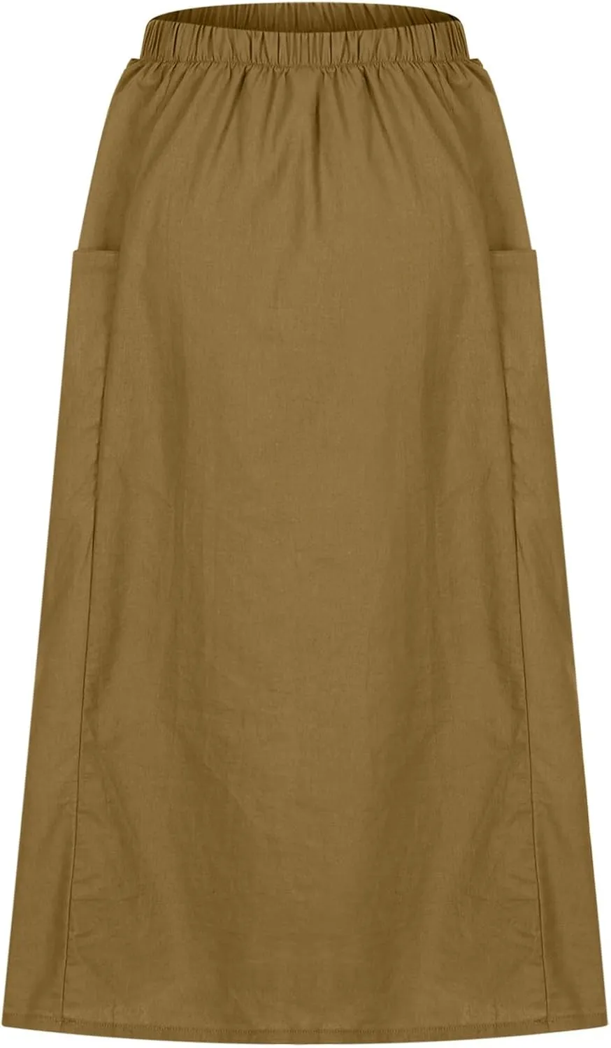 Casual A Line Midi Skirts for Women Elastic High Waisted Swing Flared Skirt Vintage Pleated Summer Dress