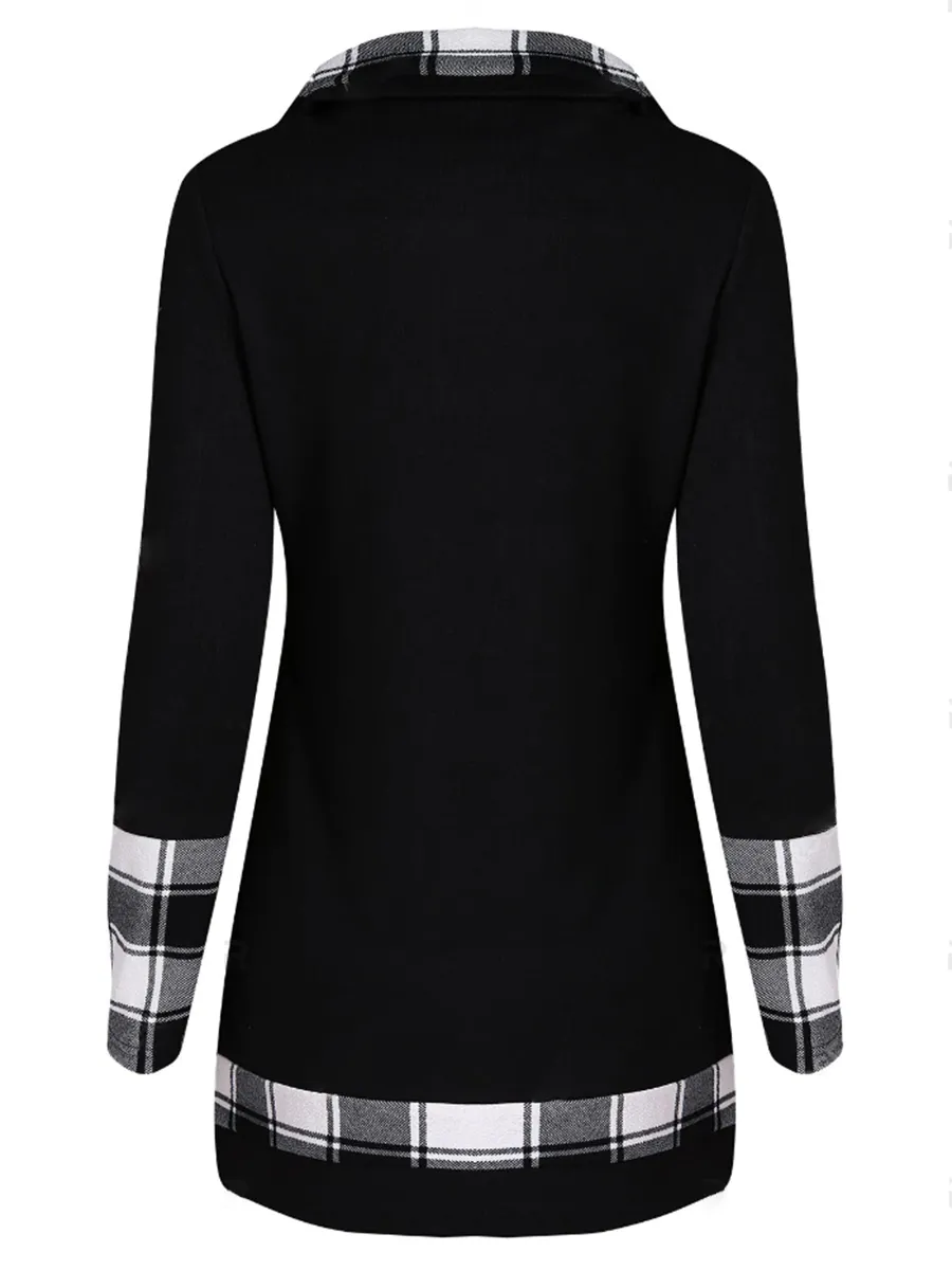 Casual Button Fashion Long-sleeved Plaid Top