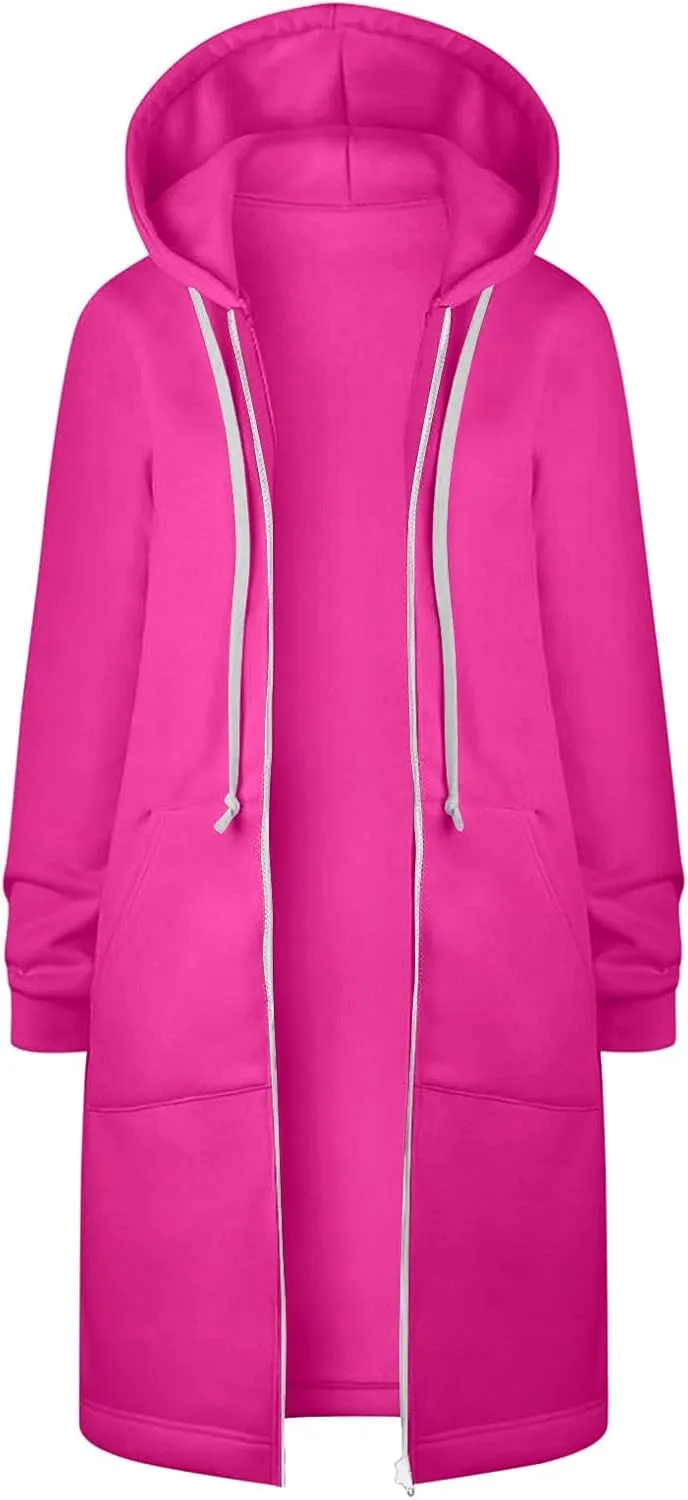 Ceboyel Womens Fall Long Sweatshirts 2023 Long Sleeve Drawstring Hoodies Full Zip Up Jackets Slouchy Fashion Outfits