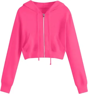 Ceboyel Zip Up Hoodies for Women Cropped Long Sleeve Sweatshirts Jackets Trendy Y2k Crop Tops Teen Girls Clothes 2023