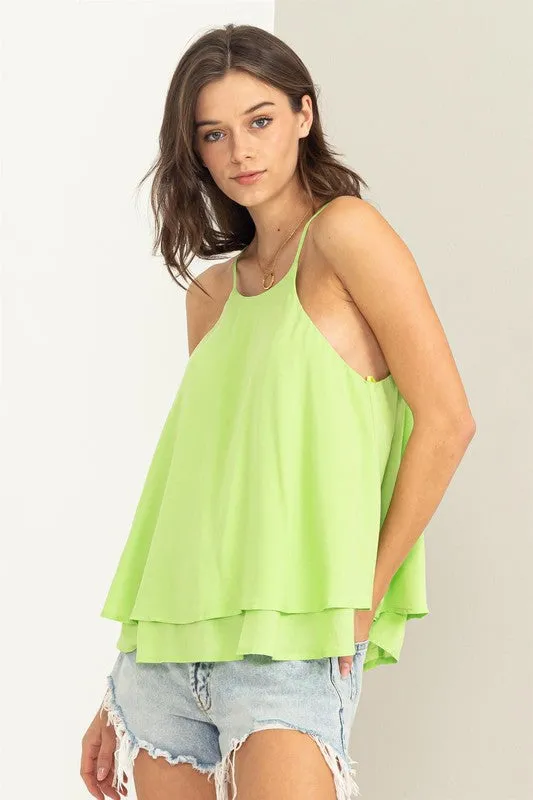 Chartreuse Modern Madness Sleeveless Halter Top
