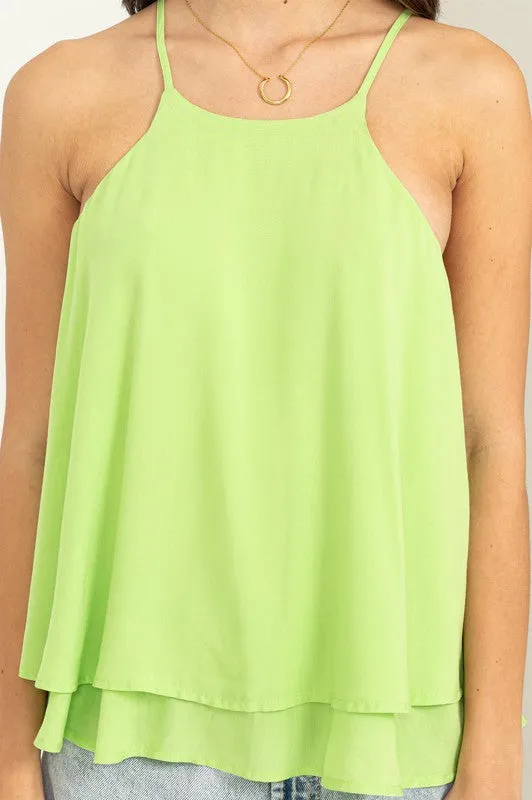Chartreuse Modern Madness Sleeveless Halter Top