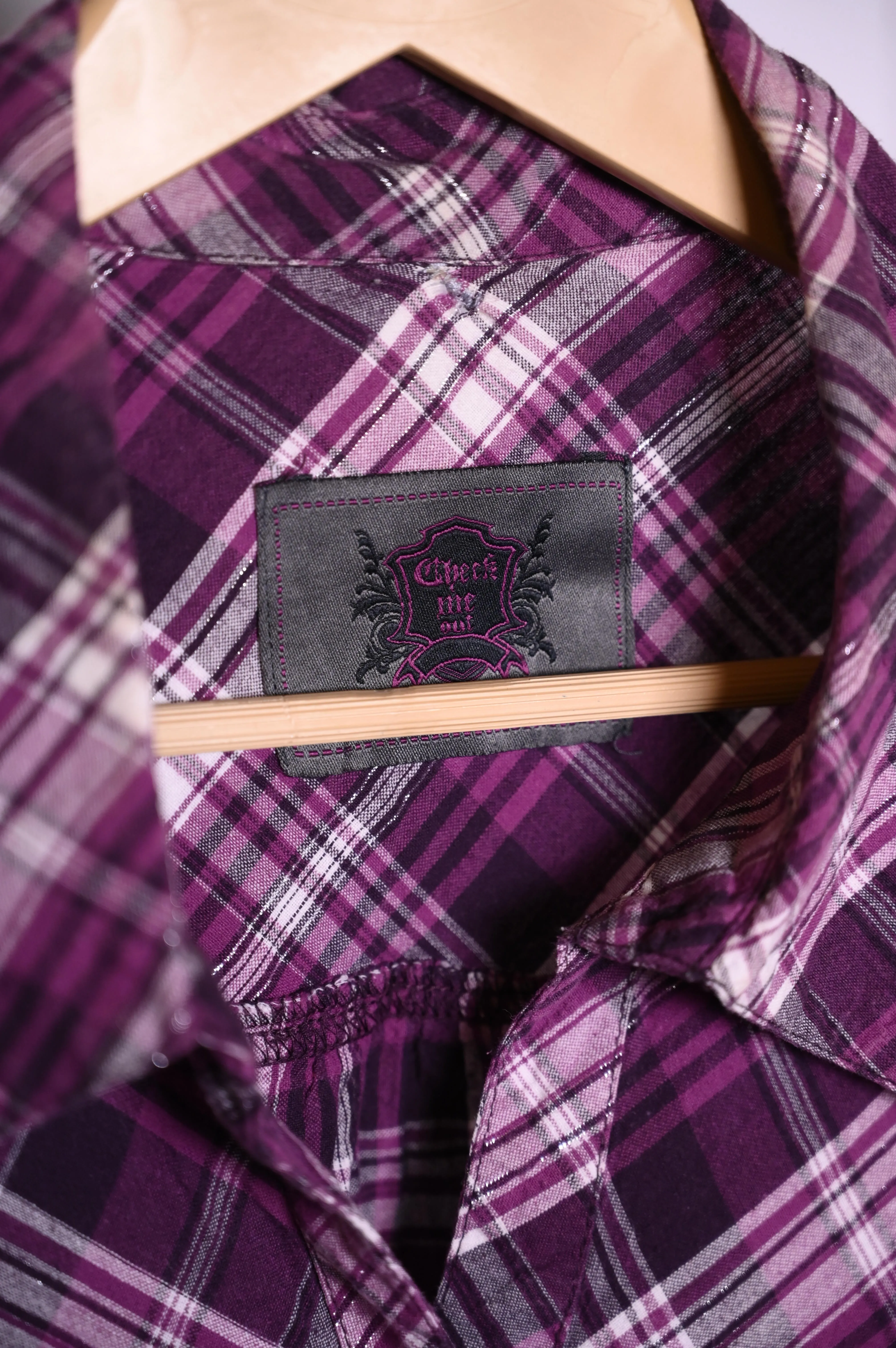 Check Me Out Purple Check Button-Down