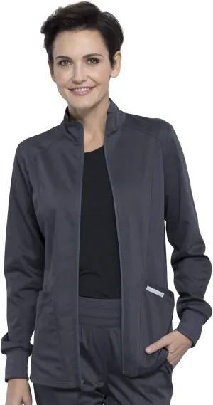 Cherokee Womens Zip Up Scrub Jackets with Breathable Mesh and Shirttail Hemline WW301