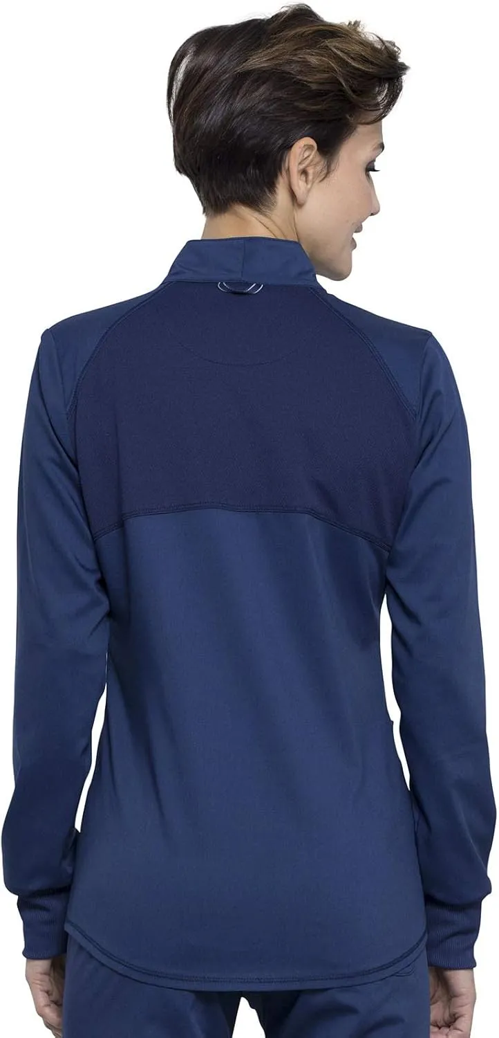 Cherokee Womens Zip Up Scrub Jackets with Breathable Mesh and Shirttail Hemline WW301