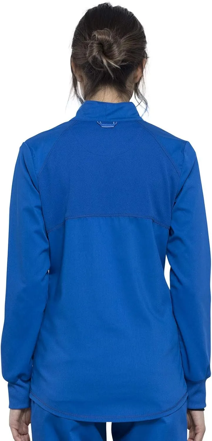 Cherokee Womens Zip Up Scrub Jackets with Breathable Mesh and Shirttail Hemline WW301