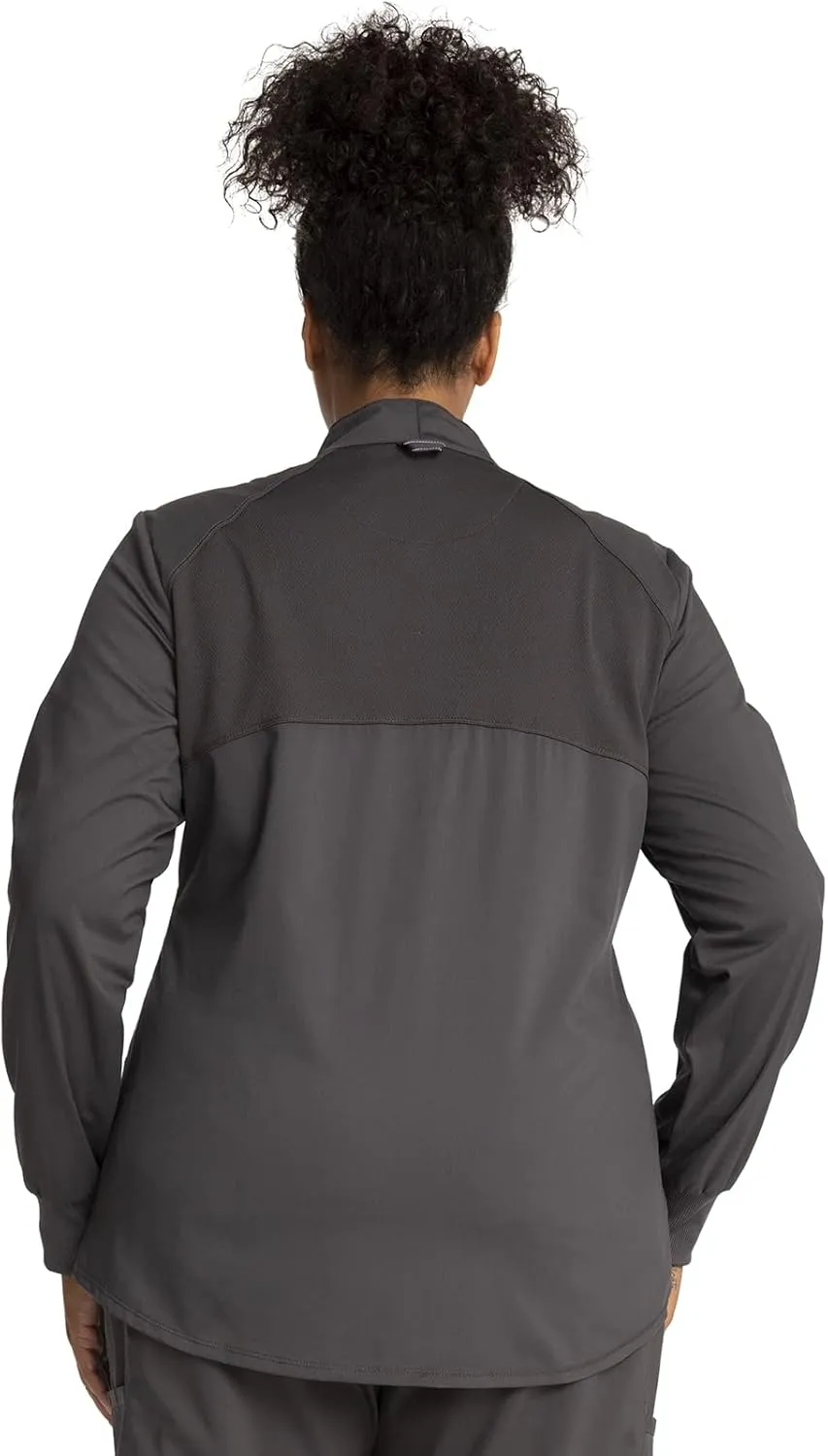 Cherokee Womens Zip Up Scrub Jackets with Breathable Mesh and Shirttail Hemline WW301