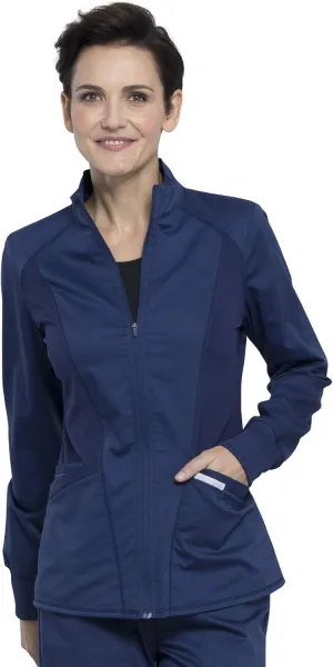 Cherokee Womens Zip Up Scrub Jackets with Breathable Mesh and Shirttail Hemline WW301