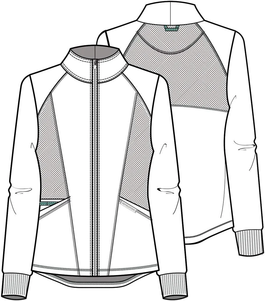 Cherokee Womens Zip Up Scrub Jackets with Breathable Mesh and Shirttail Hemline WW301