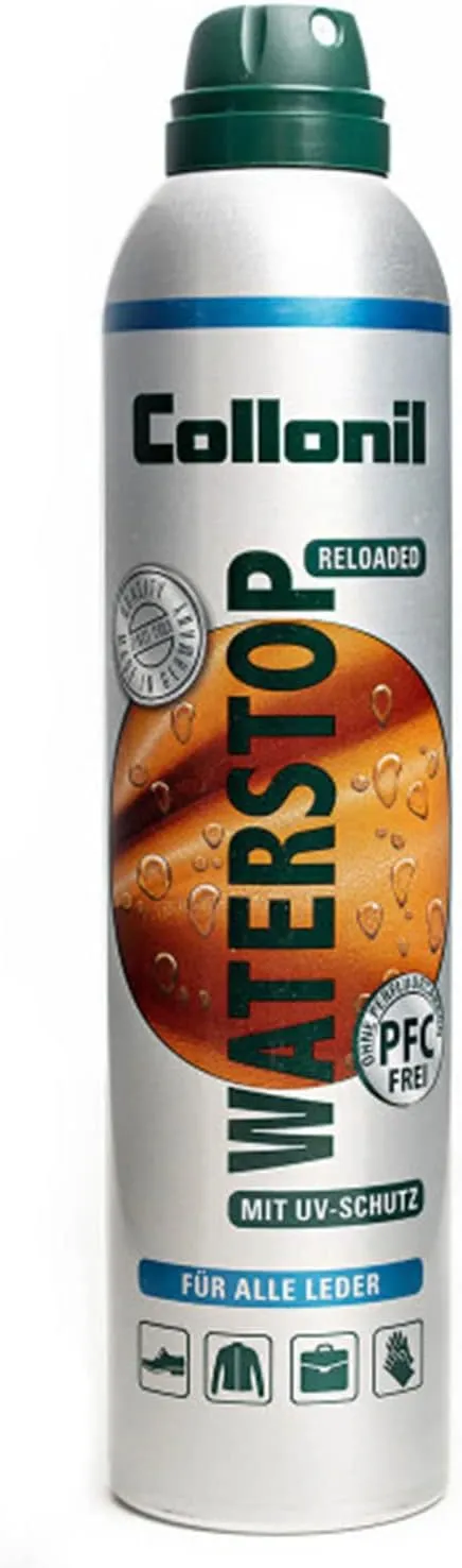 Collonil Waterstop Reloaded 10.14 Fl Oz  Waterproofing Spray for leather, shoes, jackets, textiles & bags, Leather Water Repellent Spray  All-Rounder Water Protector Spray