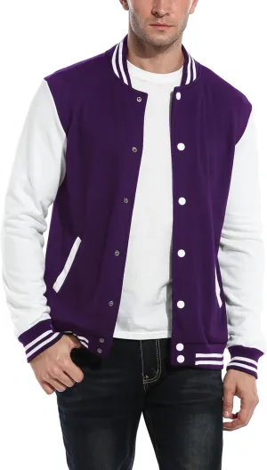COOFANDY Men's Fashion Varsity Jacket Causal Slim Fit Cotton Letterman Baseball Bomber Jackets