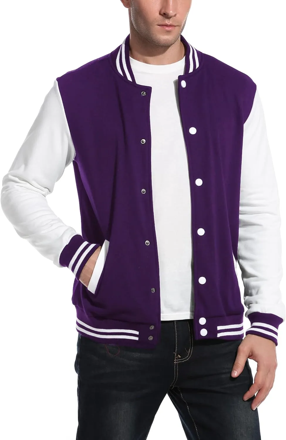 COOFANDY Men's Fashion Varsity Jacket Causal Slim Fit Cotton Letterman Baseball Bomber Jackets