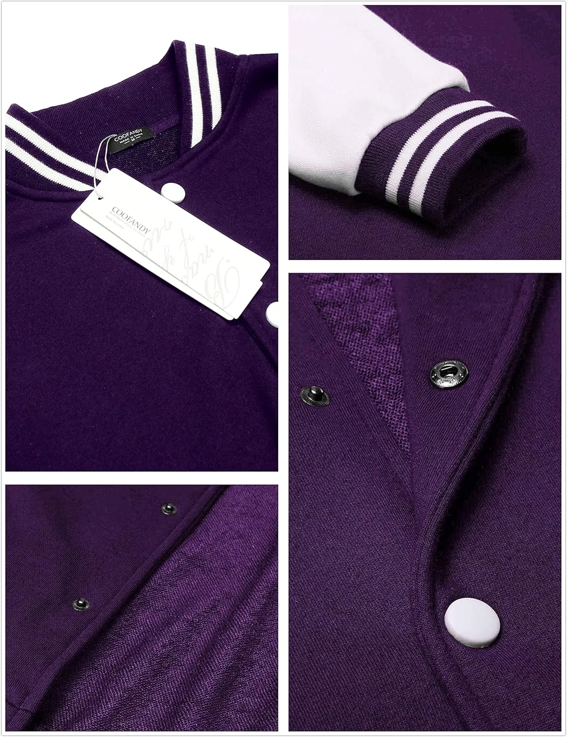 COOFANDY Men's Fashion Varsity Jacket Causal Slim Fit Cotton Letterman Baseball Bomber Jackets