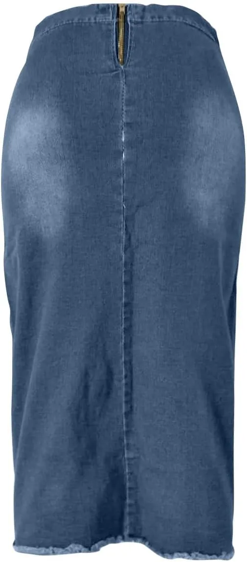 Cowgirl Pencil Skort for Women Linen Denim Midi Knee Length Skorts Women 2025 Fashion