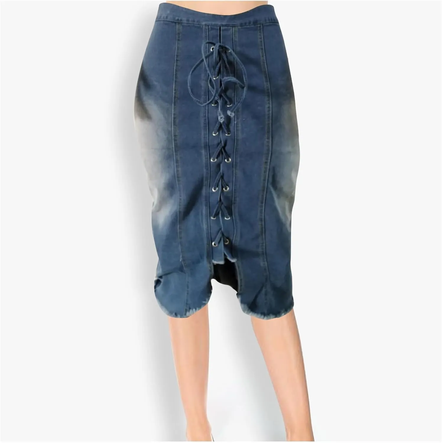 Cowgirl Pencil Skort for Women Linen Denim Midi Knee Length Skorts Women 2025 Fashion