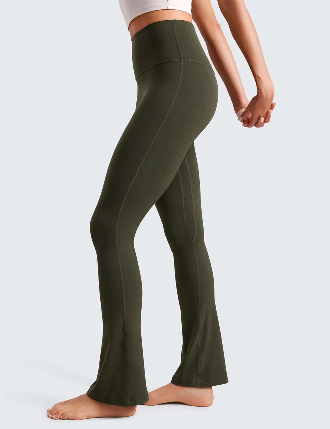 CRZ YOGA Butterluxe High Waist Mini Flared Leggings for Women 30" / 31.5" - Bootcut Yoga Pants with Pocket Casual Lounge