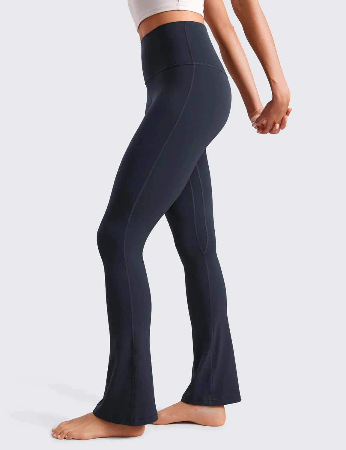 CRZ YOGA Butterluxe High Waist Mini Flared Leggings for Women 30" / 31.5" - Bootcut Yoga Pants with Pocket Casual Lounge