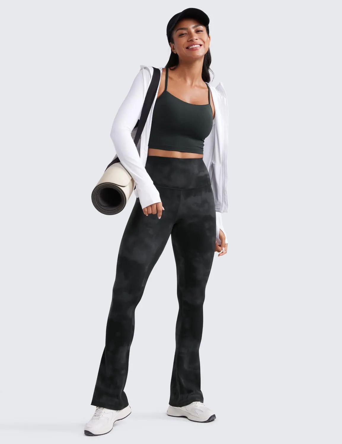 CRZ YOGA Butterluxe High Waist Mini Flared Leggings for Women 30" / 31.5" - Bootcut Yoga Pants with Pocket Casual Lounge
