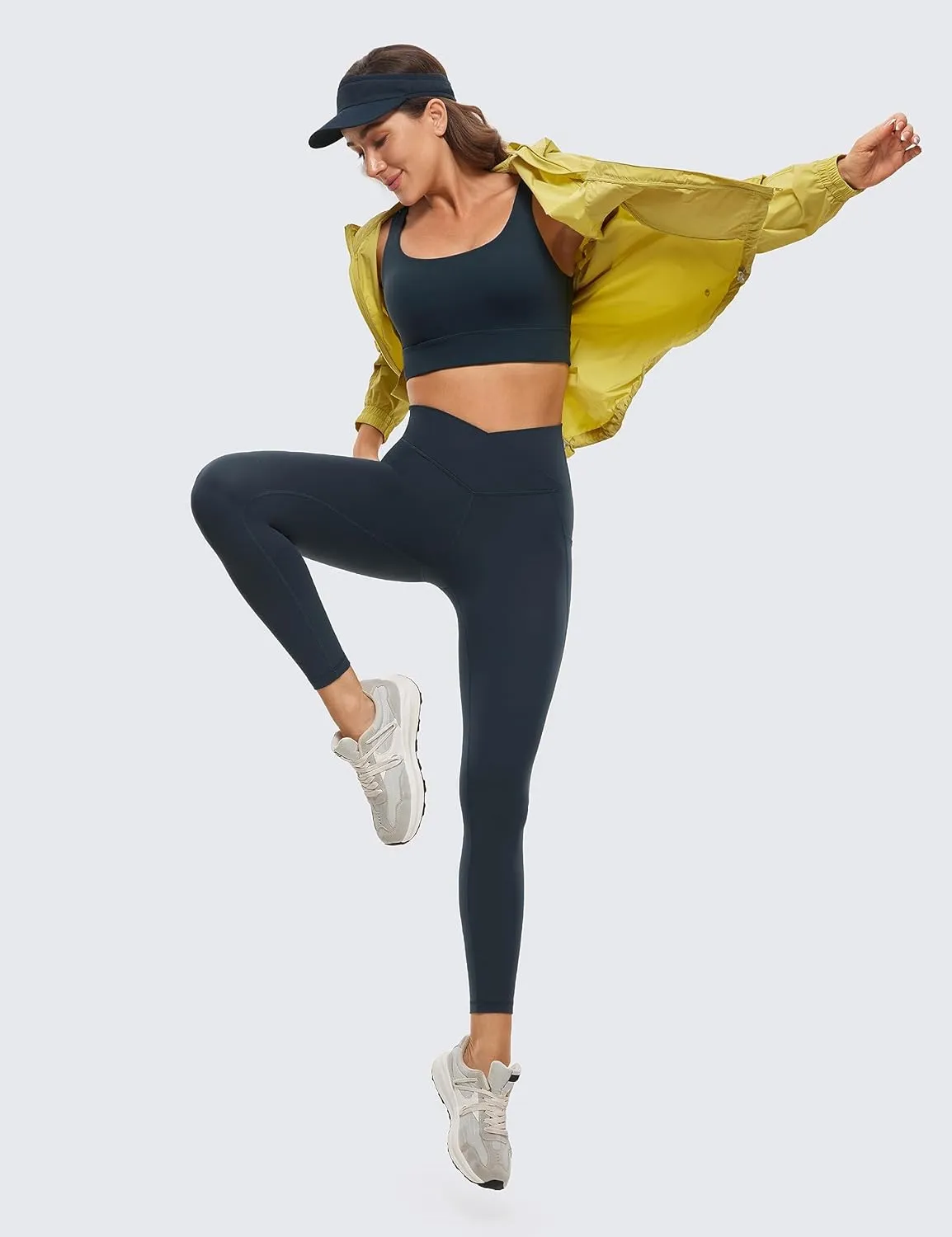 CRZ YOGA Butterluxe Womens Crossover Waist Workout Leggings with Pockets 25" - V Cross High Waist Gym Lounge Yoga Pants