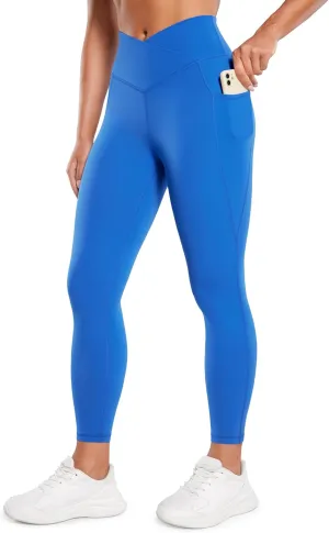 CRZ YOGA Butterluxe Womens Crossover Waist Workout Leggings with Pockets 25" - V Cross High Waist Gym Lounge Yoga Pants
