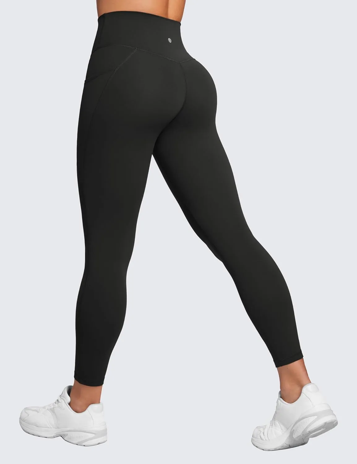 CRZ YOGA Butterluxe Womens Crossover Waist Workout Leggings with Pockets 25" - V Cross High Waist Gym Lounge Yoga Pants