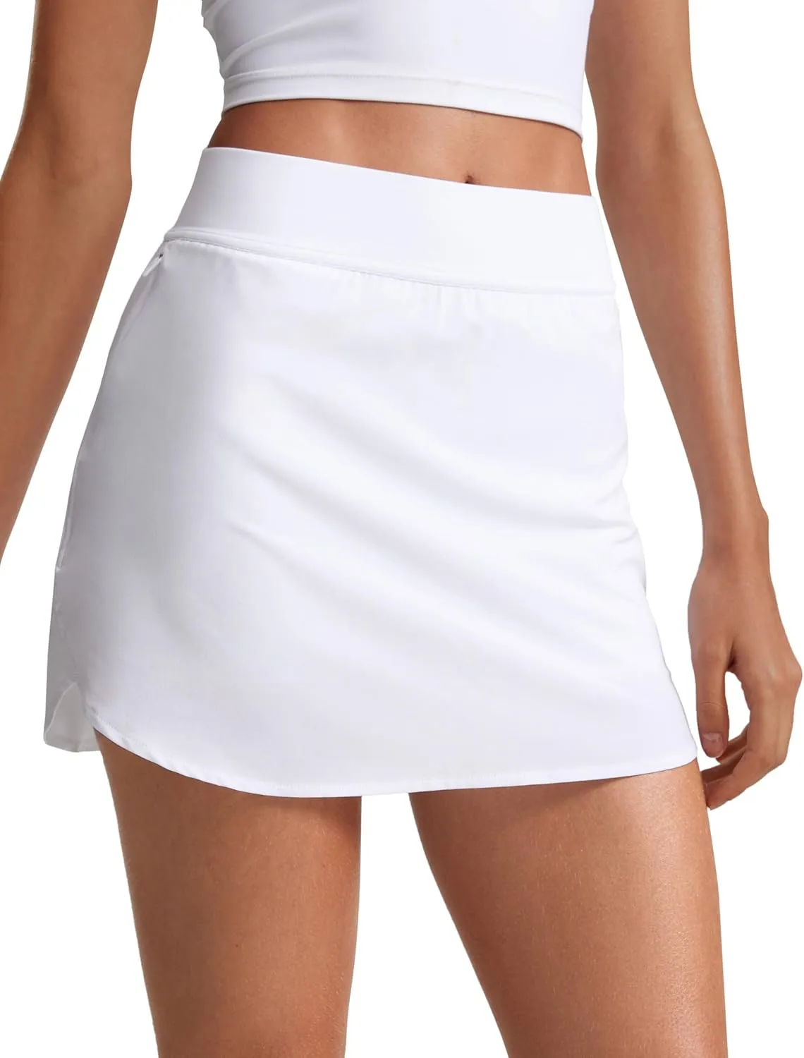 CRZ YOGA Dolphin Golf Skirts for Women A Line High Waisted Casual Athletic Mini Tennis Pickleball Skort with Zipper Pocket