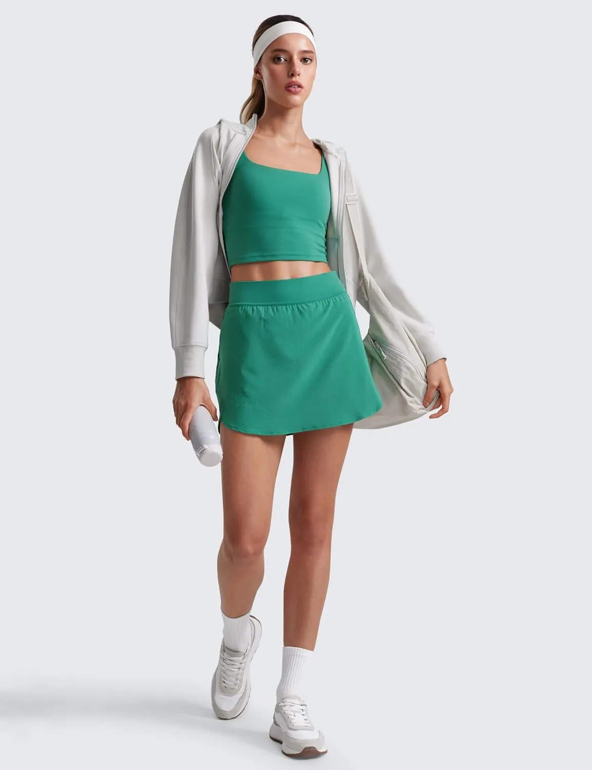 CRZ YOGA Dolphin Golf Skirts for Women A Line High Waisted Casual Athletic Mini Tennis Pickleball Skort with Zipper Pocket