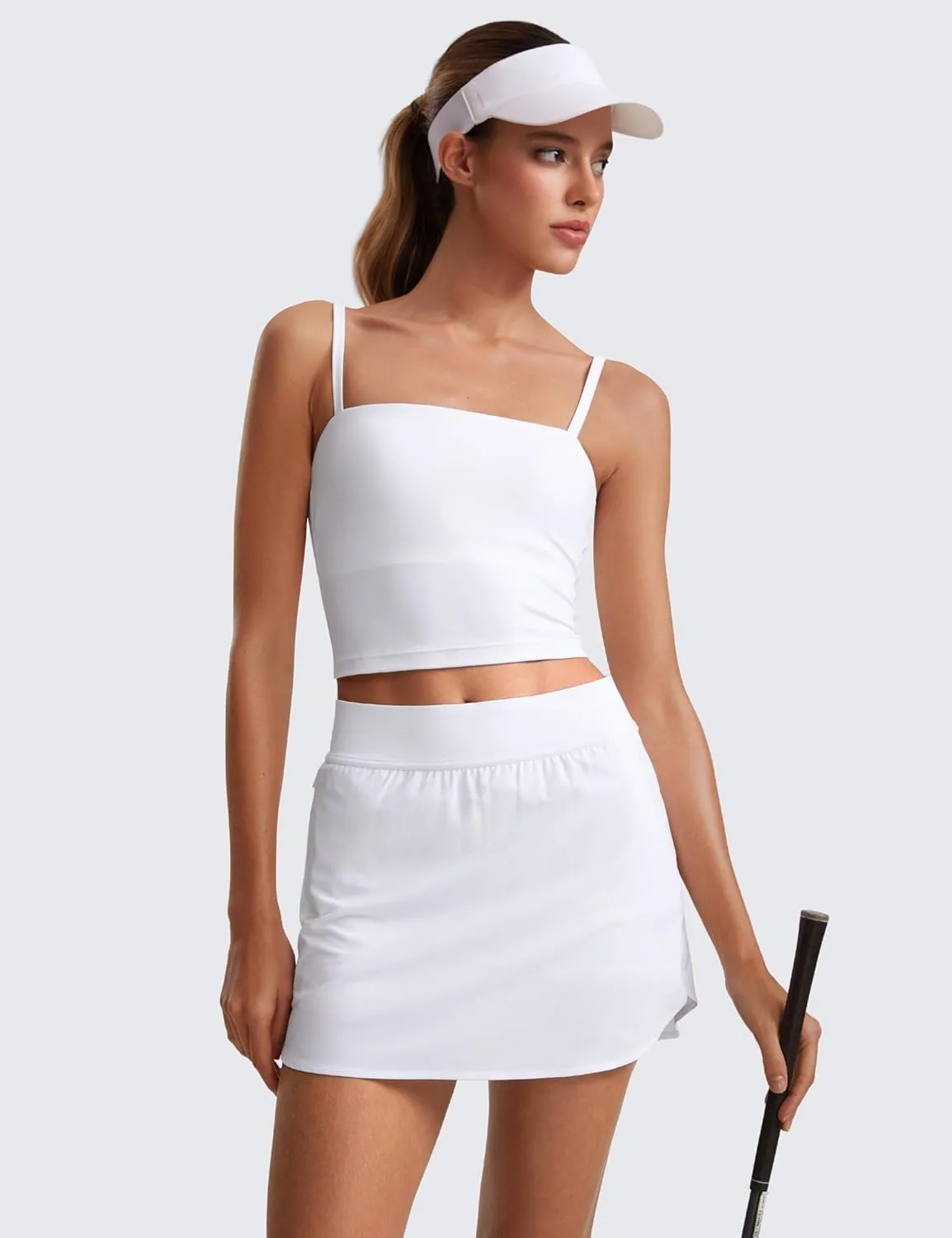 CRZ YOGA Dolphin Golf Skirts for Women A Line High Waisted Casual Athletic Mini Tennis Pickleball Skort with Zipper Pocket