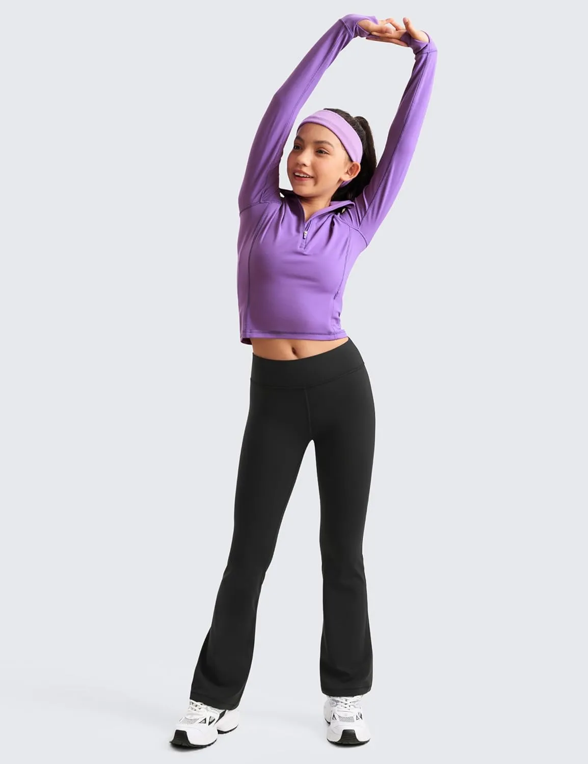 CRZ YOGA Girls Butterluxe Flare Leggings - Kids High Waist Bell Bottoms Bootcut Lounge Casual Active Yoga Dance Pants