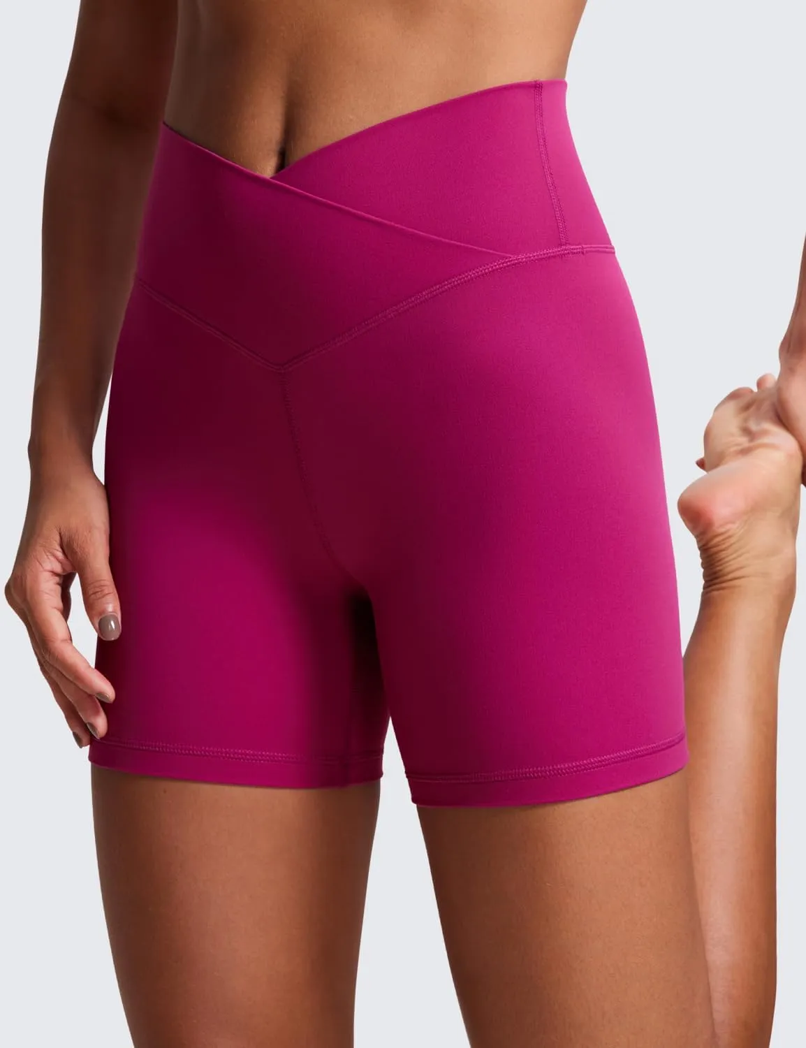 CRZ YOGA Womens Butterluxe Crossover Biker Shorts 5 Inches - Criss Cross High Waisted Workout Yoga Buttery Soft