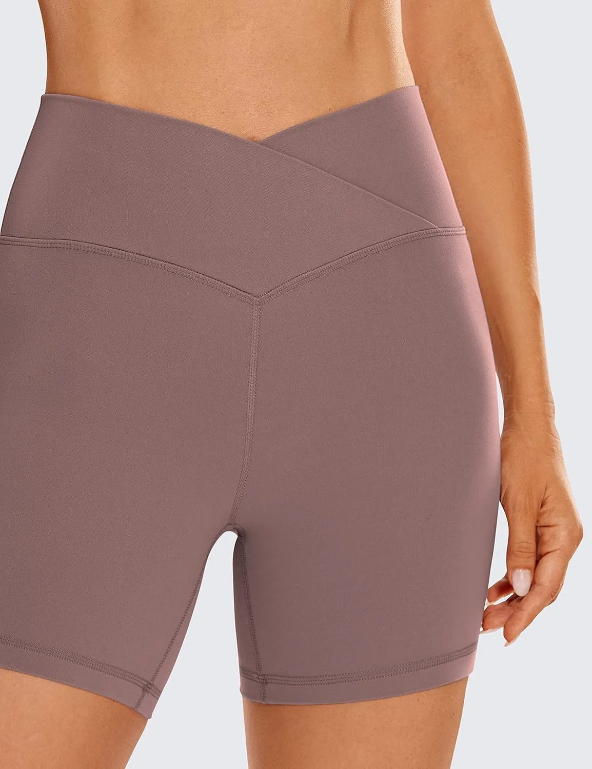 CRZ YOGA Womens Butterluxe Crossover Biker Shorts 5 Inches - Criss Cross High Waisted Workout Yoga Buttery Soft