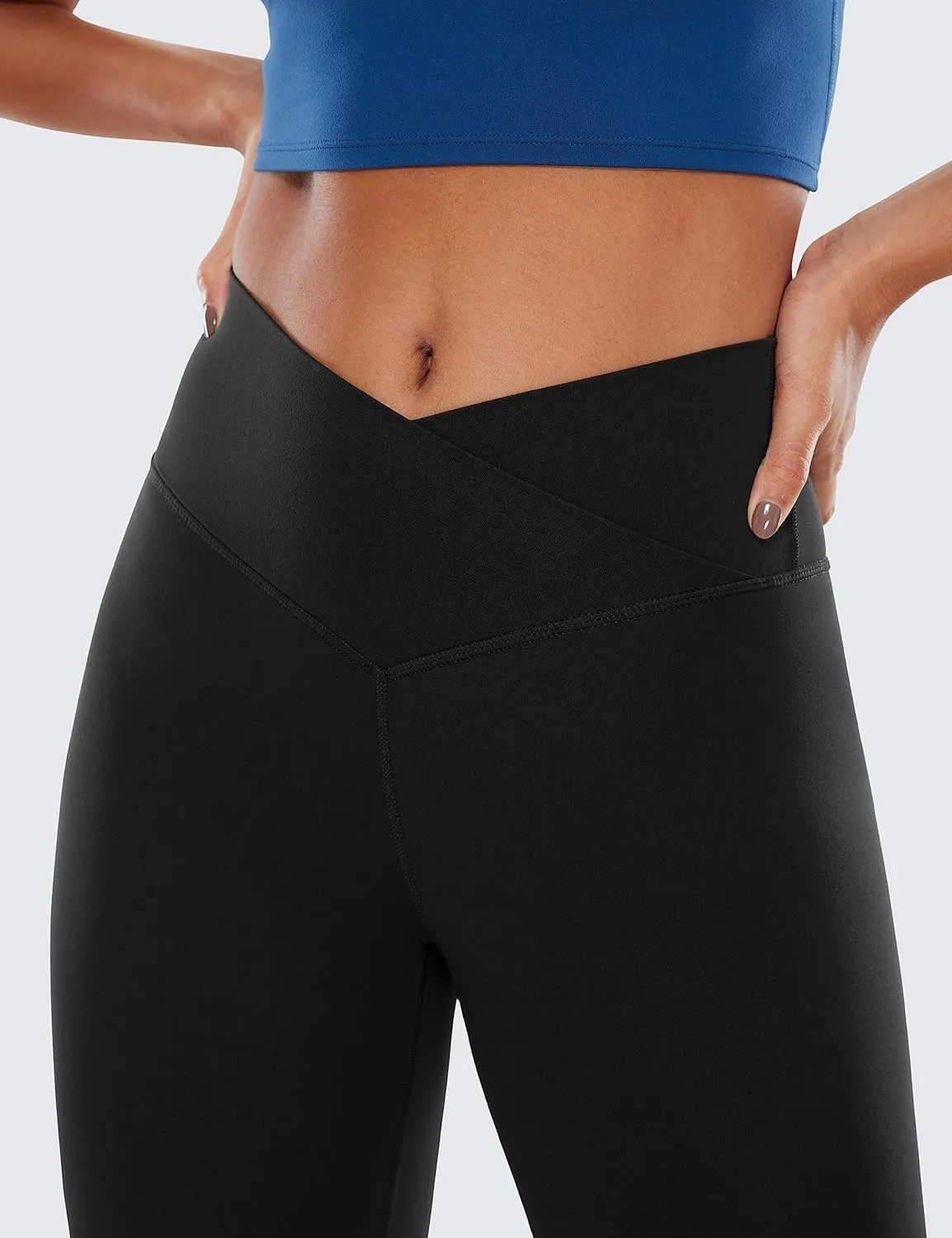 CRZ YOGA Womens Butterluxe Crossover Workout Capri Leggings 23 Inches - High Waist V Cross Crop Gym Yoga Pants