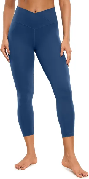 CRZ YOGA Womens Butterluxe Crossover Workout Capri Leggings 23 Inches - High Waist V Cross Crop Gym Yoga Pants