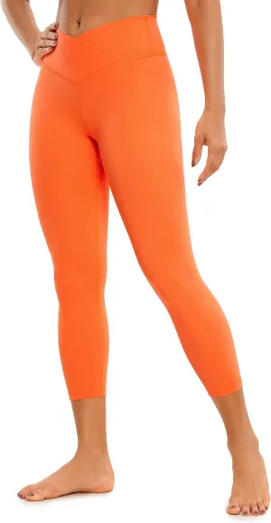 CRZ YOGA Womens Butterluxe Crossover Workout Capri Leggings 23 Inches - High Waist V Cross Crop Gym Yoga Pants