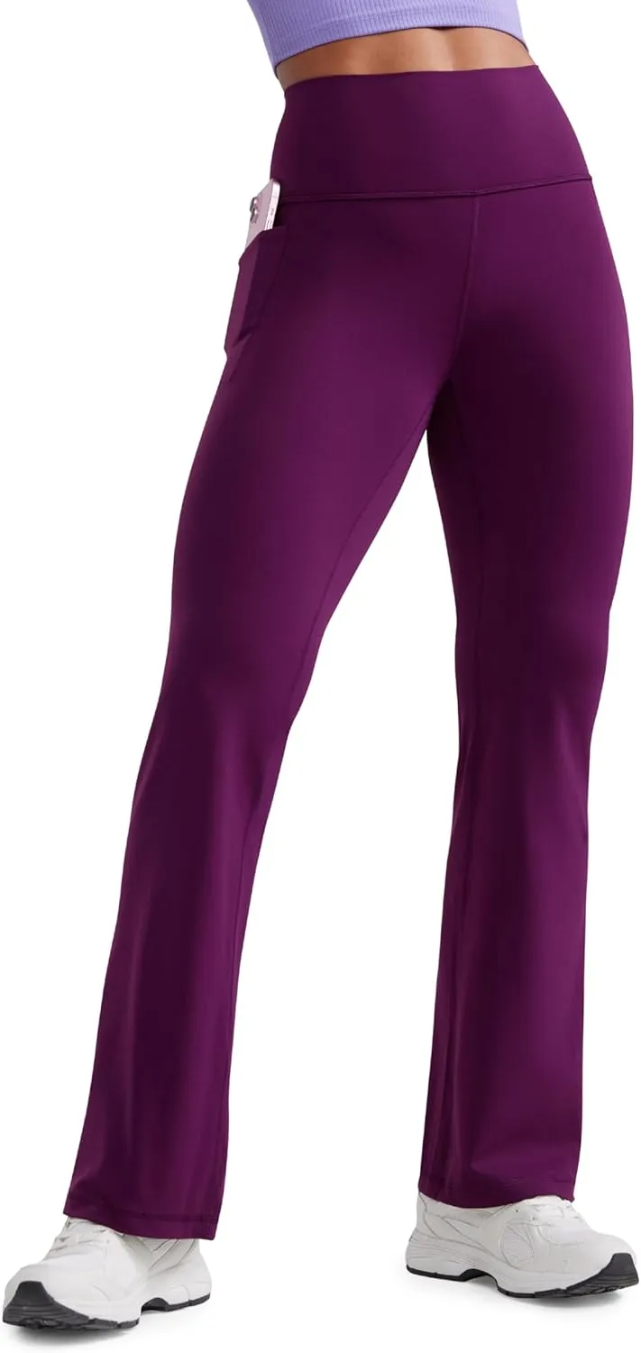 CRZ YOGA Womens Butterluxe High Waist Flare Pants 31.5" - Yoga Bootcut with Side Pockets Wide Leg Lounge Casual