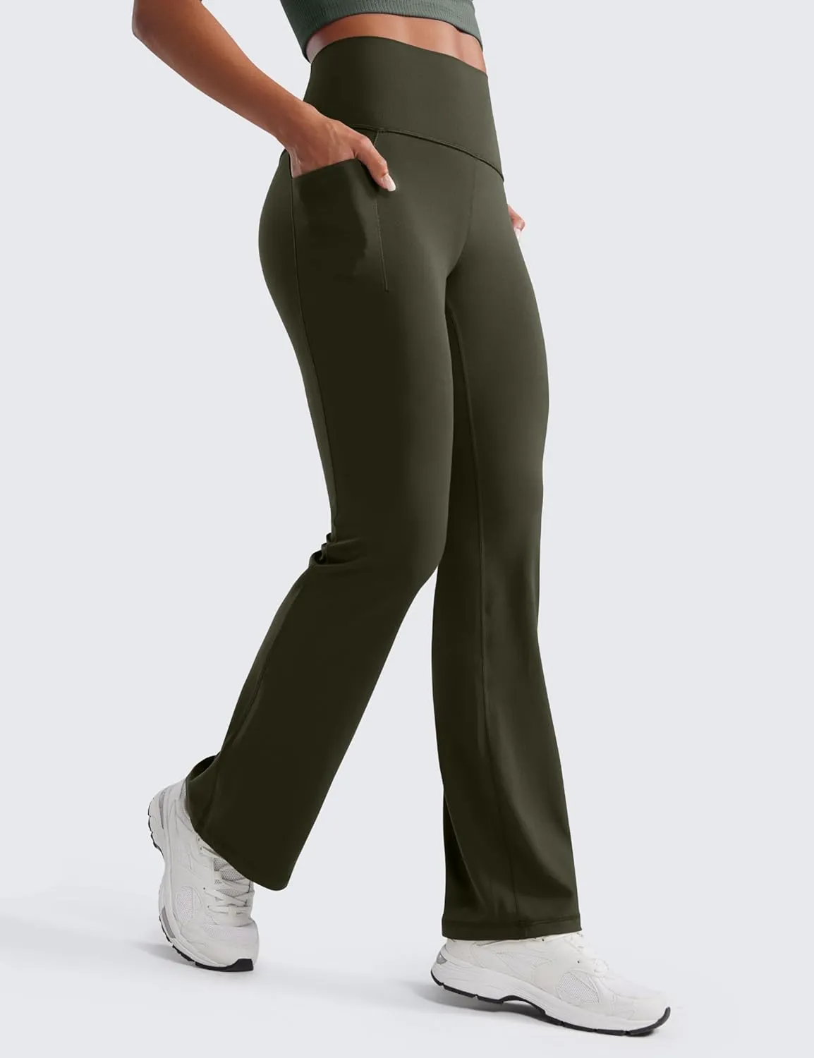 CRZ YOGA Womens Butterluxe High Waist Flare Pants 31.5" - Yoga Bootcut with Side Pockets Wide Leg Lounge Casual
