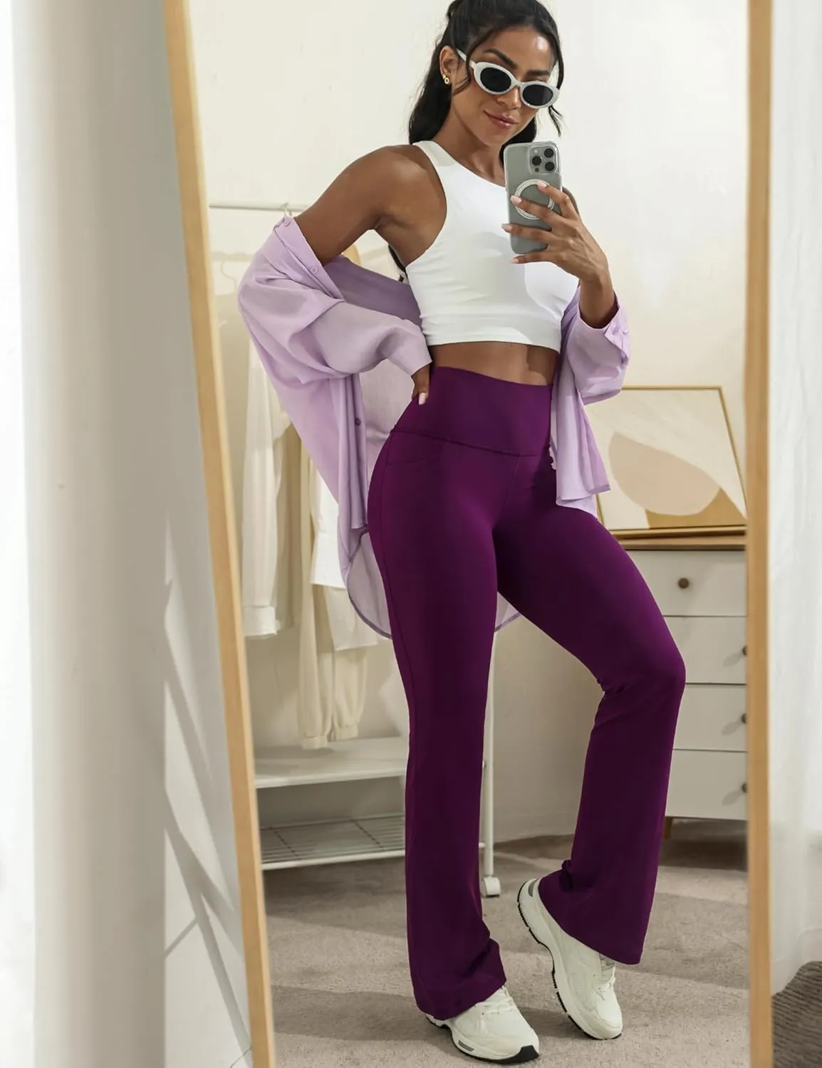 CRZ YOGA Womens Butterluxe High Waist Flare Pants 31.5" - Yoga Bootcut with Side Pockets Wide Leg Lounge Casual