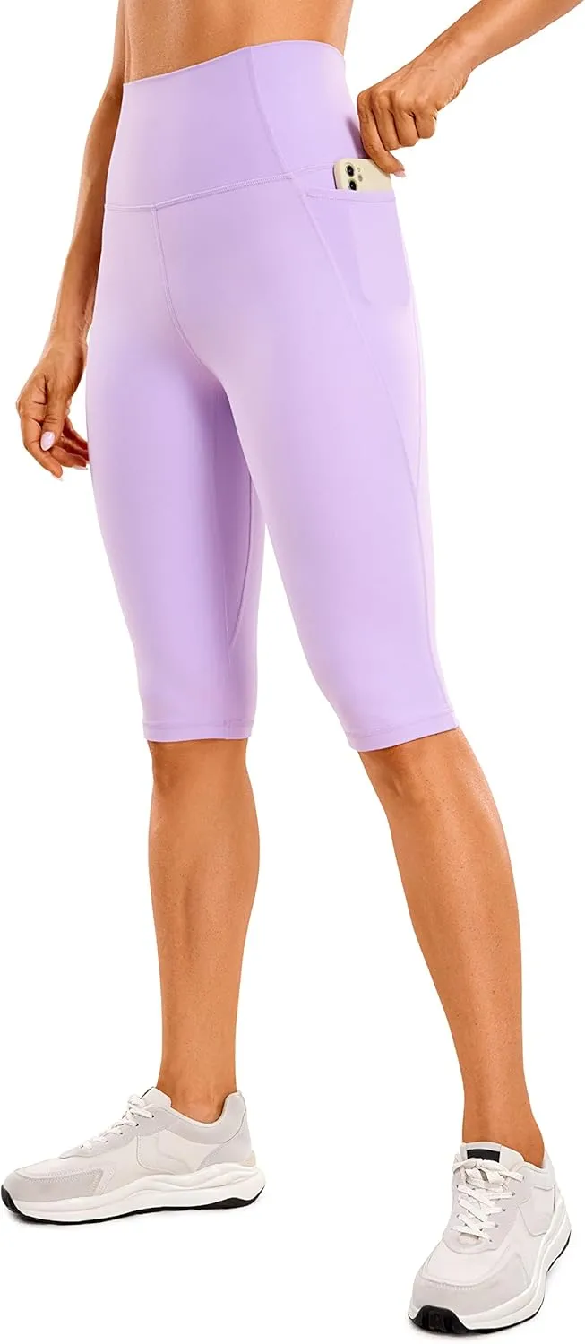 CRZ YOGA Women's Butterluxe Knee Length Capri Leggings 13 Inches - High Waisted Workout Yoga Long Biker Shorts with Pockets