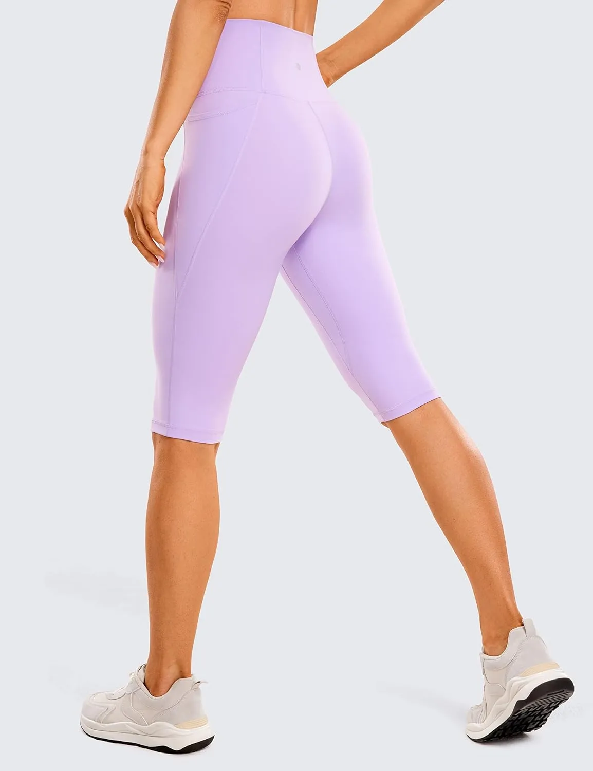 CRZ YOGA Women's Butterluxe Knee Length Capri Leggings 13 Inches - High Waisted Workout Yoga Long Biker Shorts with Pockets